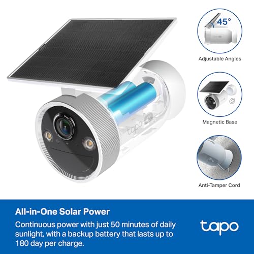Tapo MagCam 4K Outdoor Wireless Security Camera Battery with Integrated Solar Magnetic Mount PersonVehicle Detection 247 Capture SubscriptionFree Local Storage or Optional Cloud C465 - Image 3