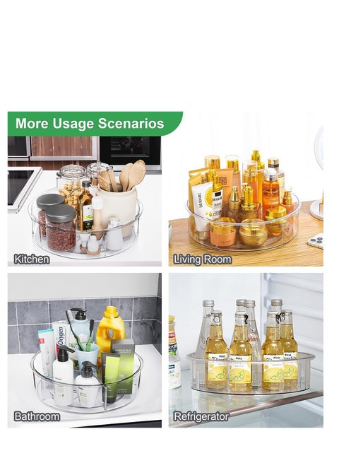 Lazy Susan Organizer with 6 Removable Bins, 1Pcs 11.6'' Clear Acrylic Round Plastic Rotating Storage Container for Cabinet, Pantry, Kitchen, Fridge, Vanity, Lazy Susan Turntable with Dividers
