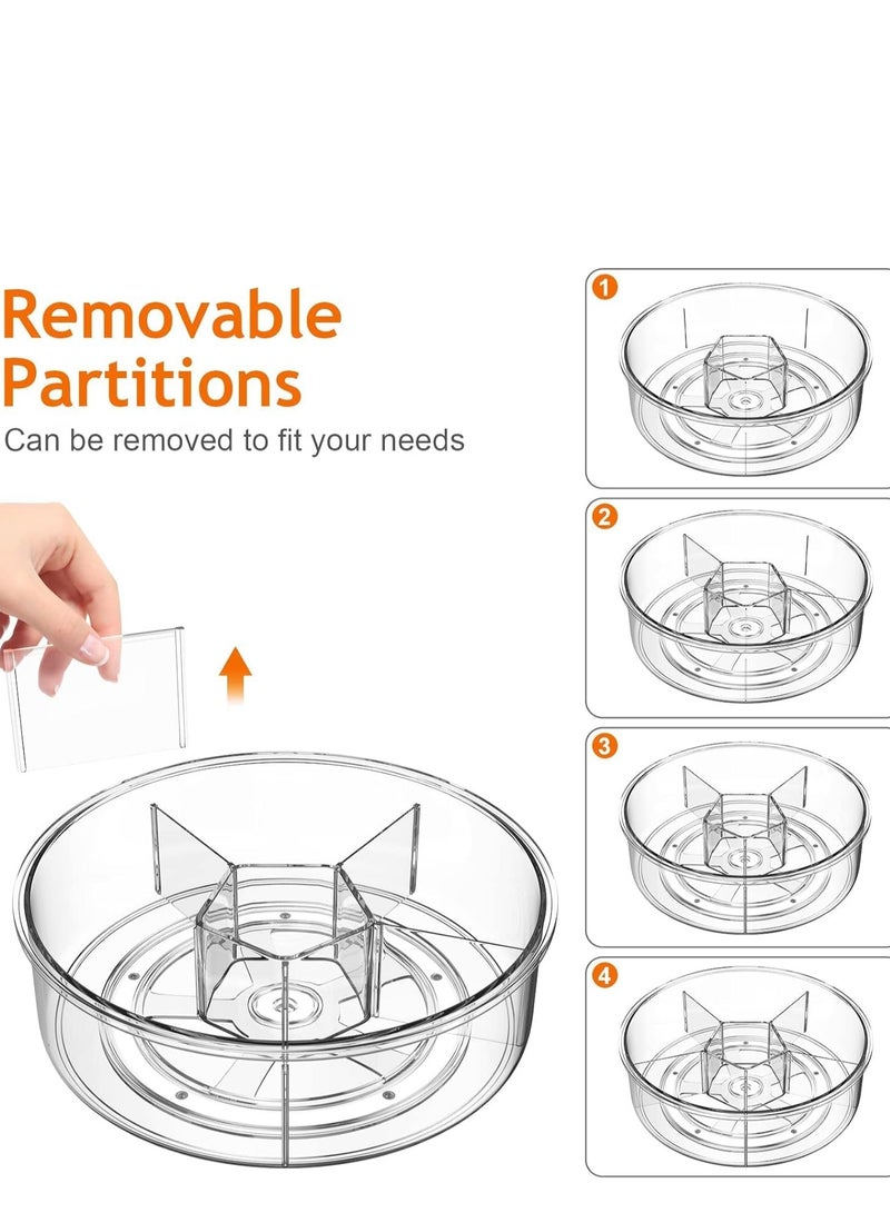 Lazy Susan Organizer with 6 Removable Bins, 1Pcs 11.6'' Clear Acrylic Round Plastic Rotating Storage Container for Cabinet, Pantry, Kitchen, Fridge, Vanity, Lazy Susan Turntable with Dividers