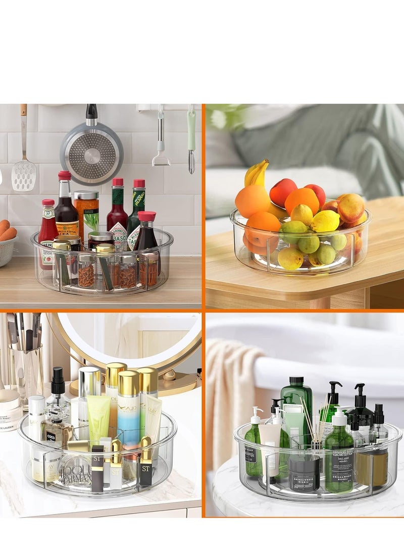 Lazy Susan Organizer with 6 Removable Bins, 1Pcs 11.6'' Clear Acrylic Round Plastic Rotating Storage Container for Cabinet, Pantry, Kitchen, Fridge, Vanity, Lazy Susan Turntable with Dividers