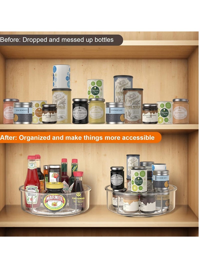Lazy Susan Organizer with 6 Removable Bins, 1Pcs 11.6'' Clear Acrylic Round Plastic Rotating Storage Container for Cabinet, Pantry, Kitchen, Fridge, Vanity, Lazy Susan Turntable with Dividers