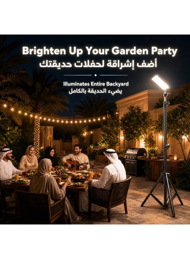 مصباح إضاءة LED متعدد الوظائف، مزود بحامل ثلاثي القوائم قابل للطي ويعمل عبر منفذ USB؛ مثالي للبث المباشر الداخلي، والتخييم في الهواء الطلق، وحفلات الشواء (محول الطاقة غير مشمول). - Image 4