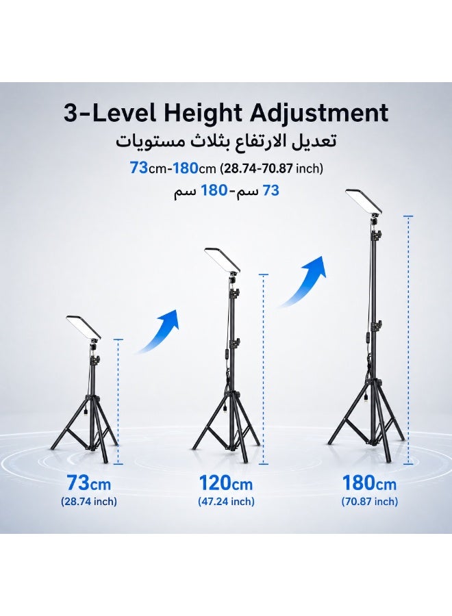 مصباح إضاءة LED متعدد الوظائف، مزود بحامل ثلاثي القوائم قابل للطي ويعمل عبر منفذ USB؛ مثالي للبث المباشر الداخلي، والتخييم في الهواء الطلق، وحفلات الشواء (محول الطاقة غير مشمول). - Image 2