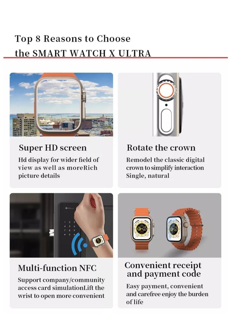MHK - MHK - We Never Close Smart Watch X Ultra, 49mm 2.05 Inch Super HD Touch Screen + Side Key + Rotatable Crown Multi Function NFC, Bedside Lamp, IP67 Waterproof - Image 1