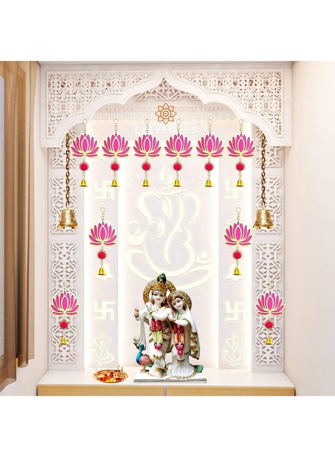 CREYENTES CREYENTES Plastic Pink Wall Decor Lotus With Ringing Bell For Decoration (Pack Of 10) Toran For Door, Wall Hangings Backdrop, Pooja Room,Diwali, Wedding, Festival Decor (Lotus Hanging Bell 10)  - Image 5