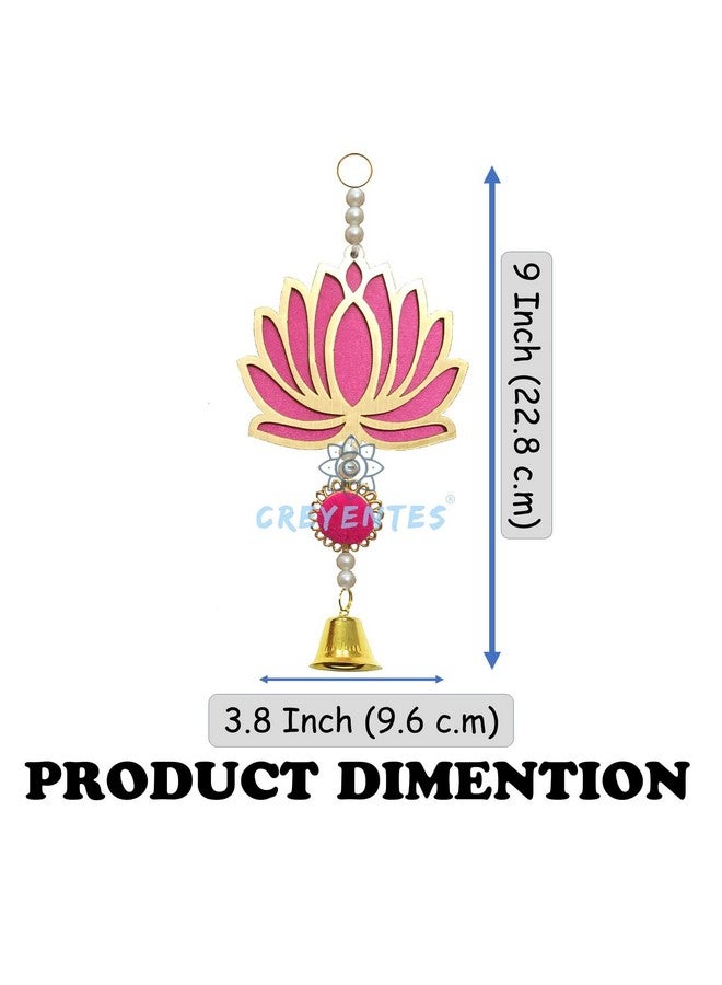 CREYENTES CREYENTES Plastic Pink Wall Decor Lotus With Ringing Bell For Decoration (Pack Of 10) Toran For Door, Wall Hangings Backdrop, Pooja Room,Diwali, Wedding, Festival Decor (Lotus Hanging Bell 10)  - Image 4