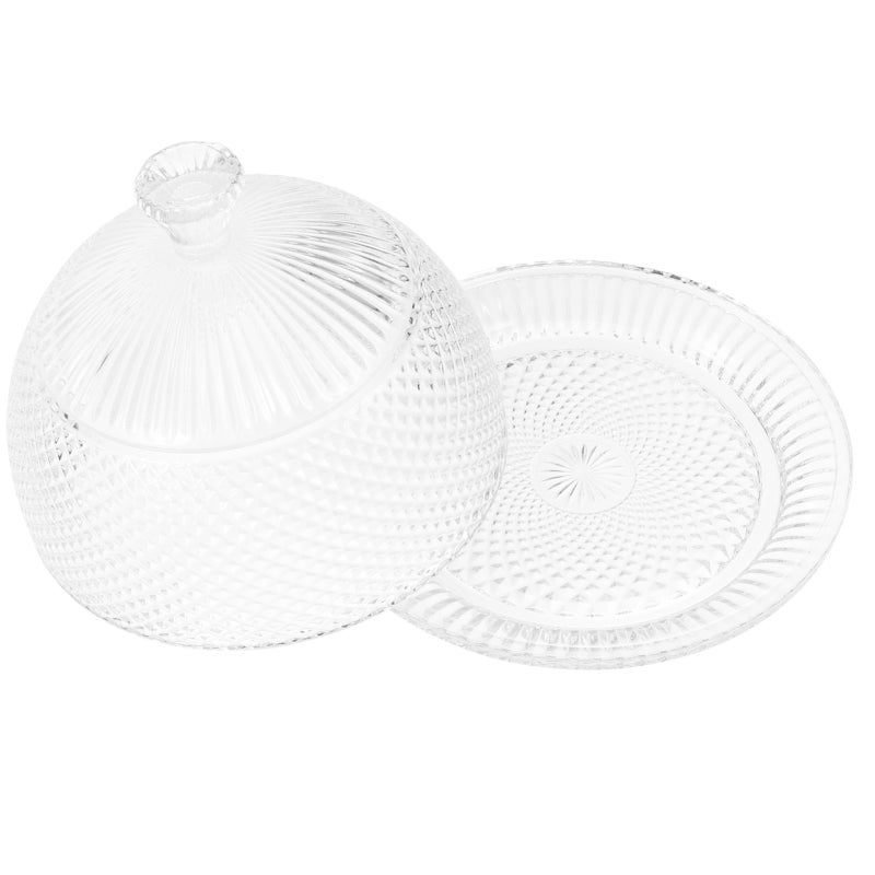 1 Set Dessert Dome Cake Protective Dome Glass Food Cover and Glass Tray - Image 1