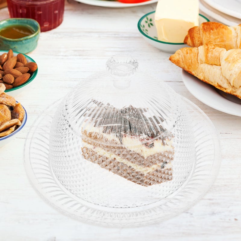 1 Set Dessert Dome Cake Protective Dome Glass Food Cover and Glass Tray - Image 2