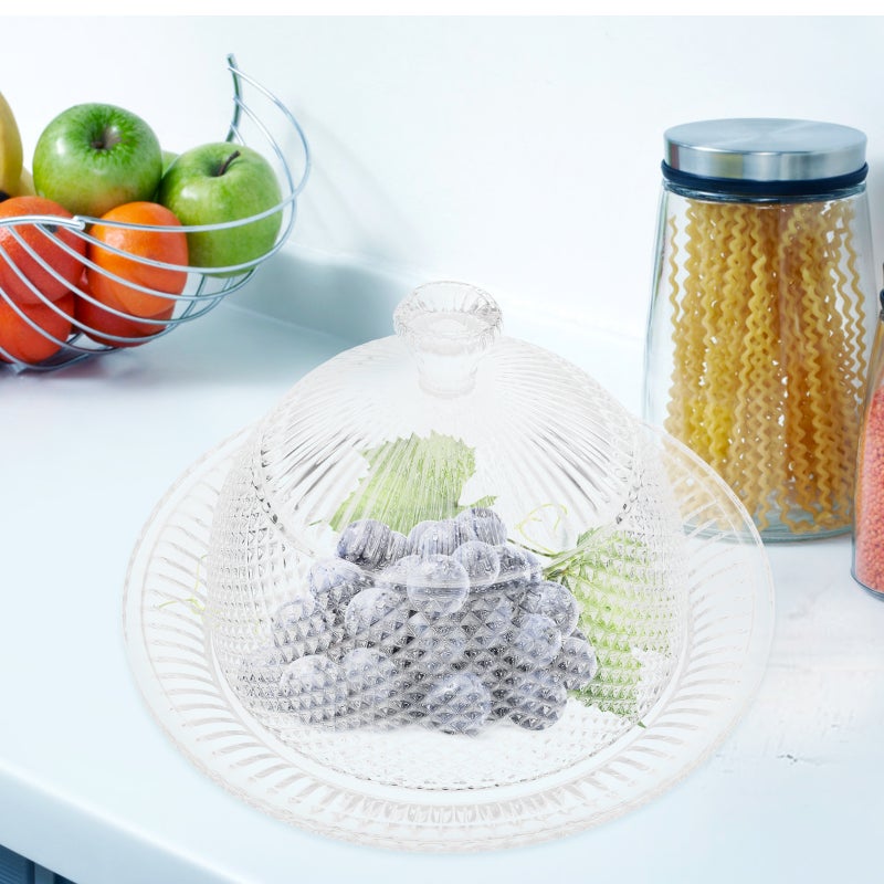 1 Set Dessert Dome Cake Protective Dome Glass Food Cover and Glass Tray - Image 3