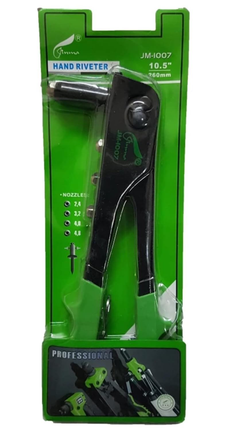 105 Rivet Gun hand Riveter Nail Gun Pop Riveter 105 Green with Rivets and Gloves 40 RIVETS included - Image 1