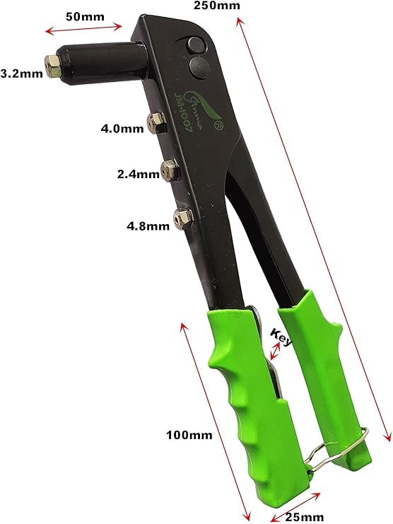 105 Rivet Gun hand Riveter Nail Gun Pop Riveter 105 Green with Rivets and Gloves 40 RIVETS included - Image 2
