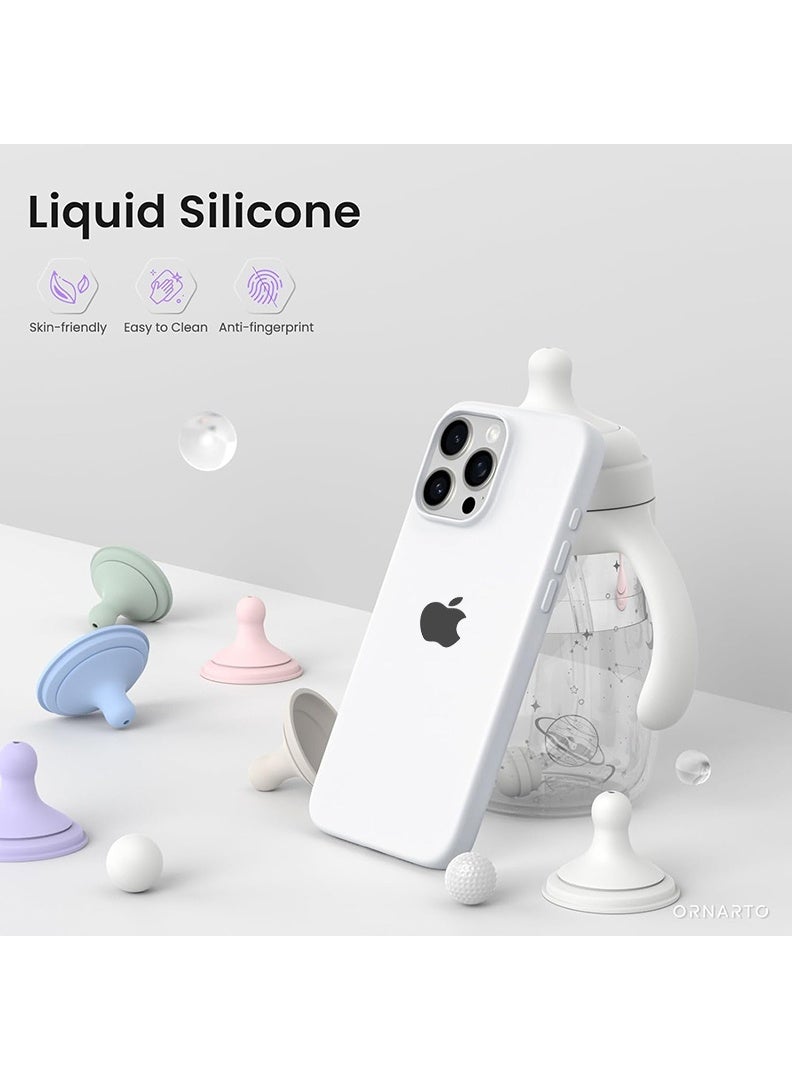 Case Up غطاء سيليكون سائل ناعم متميز لأبل آيفون 16 برو ماكس 2024 - أبيض - Image 4