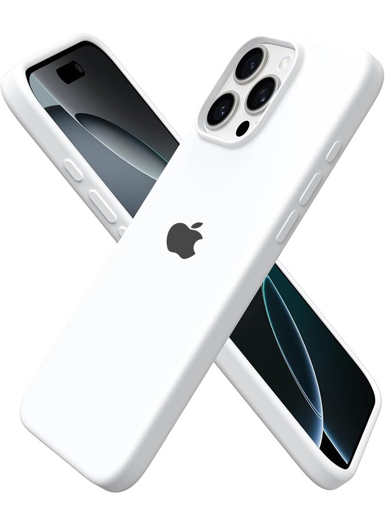 Case Up غطاء سيليكون سائل ناعم متميز لأبل آيفون 16 برو ماكس 2024 - أبيض - Image 1