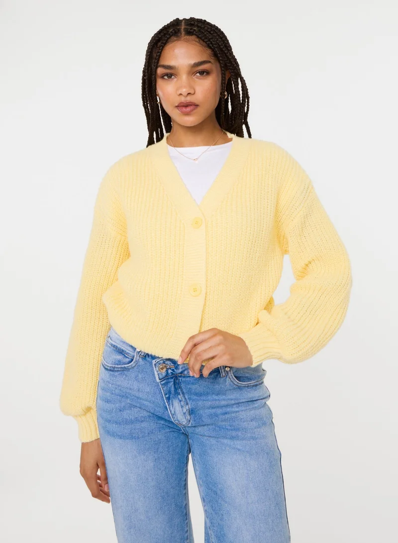 Pink Vanilla Cropped Button Cardigan