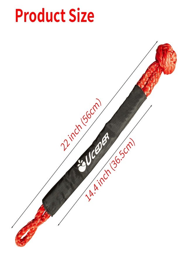 UCEDER حبل سحب صناعي ناعم من UCEDER مع أكمام إضافية (قوة كسر 38000 رطل)، طقم حبل سحب ناعم لمركبات ATV UTV للطرق الوعرة (عبوة من قطعتين) - Image 2