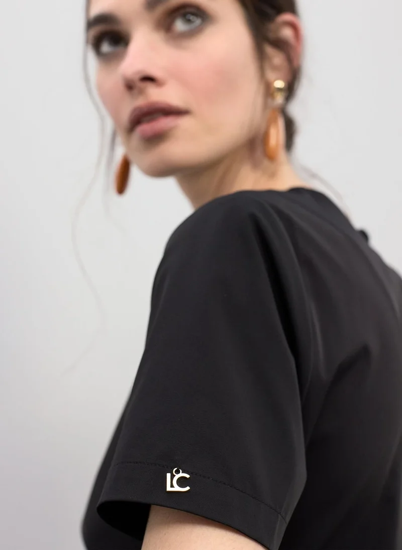 لولا كساديمونت Elastic Waist Midi Dress with Short Sleeves