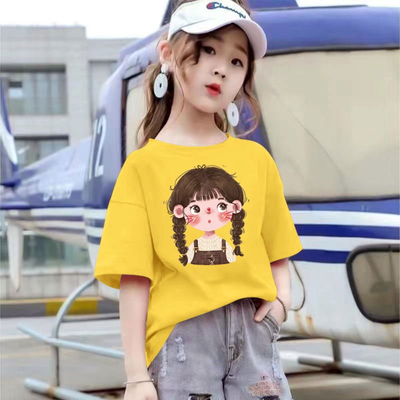 2012# Girls Summer Short Sleeve Big Children'S Online Popular Foreign Style Top Loose Fashion Joker Casual T-Shirt - Image 1