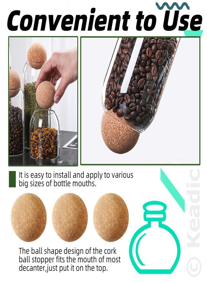 Keadic 4 Pcs Wooden Ball Bottle Plug Stoppers Set Natural Soft Reusable Wood Cork Plugs Replacement for Wine Decanter Carafe Bottle (2.1 Inch/ 5.5 cm) - Image 5