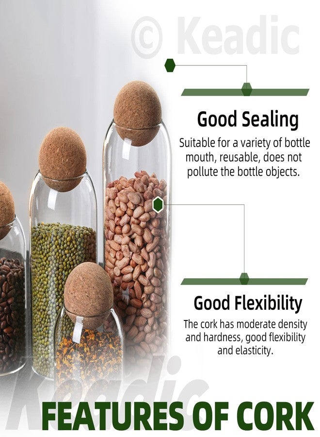 Keadic 4 Pcs Wooden Ball Bottle Plug Stoppers Set Natural Soft Reusable Wood Cork Plugs Replacement for Wine Decanter Carafe Bottle (2.1 Inch/ 5.5 cm) - Image 4