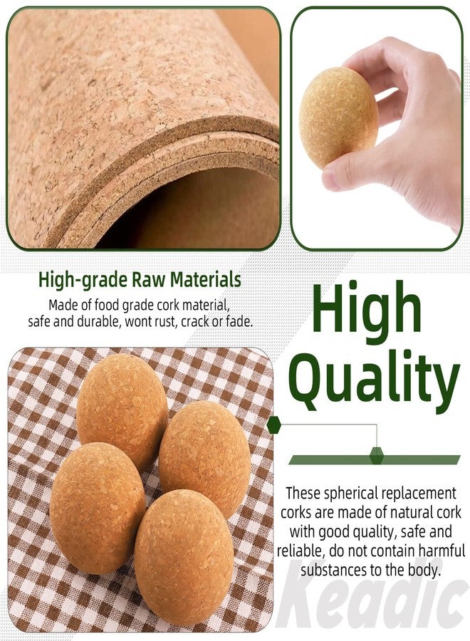 Keadic 4 Pcs Wooden Ball Bottle Plug Stoppers Set Natural Soft Reusable Wood Cork Plugs Replacement for Wine Decanter Carafe Bottle (2.1 Inch/ 5.5 cm) - Image 3