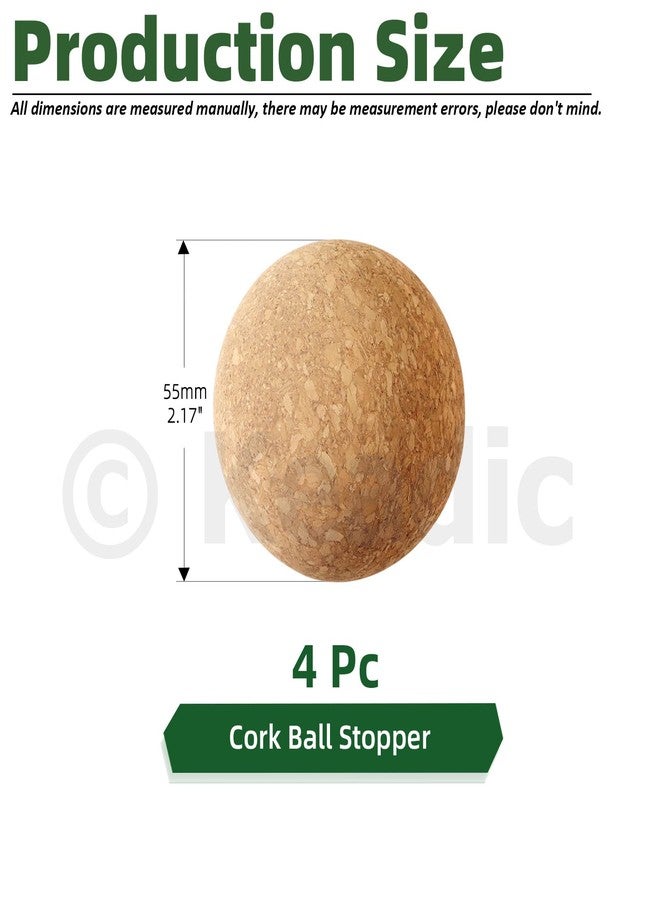 Keadic 4 Pcs Wooden Ball Bottle Plug Stoppers Set Natural Soft Reusable Wood Cork Plugs Replacement for Wine Decanter Carafe Bottle (2.1 Inch/ 5.5 cm) - Image 2