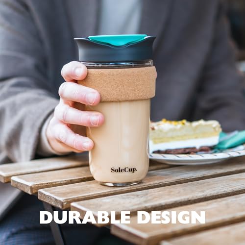 SoleCup. Large Travel Mug - Reusable Insulated Coffee Mug - 18oz/530ml BPA-Free Hot Drink Travel Mug with Lid & Cork Band (Black, 18oz) - Image 5