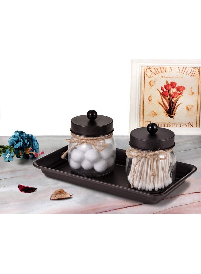 SheeChung Vintage Farmhouse Decor Metal Vanity Tray(2 Pack),Countertop Guest Hand Towel Storage Organizer Tray Dispenser, Sturdy Holder for Perfume,Cosmetics, Jewelry, Makeup Bathroom Organizer (Bronze) - Image 5