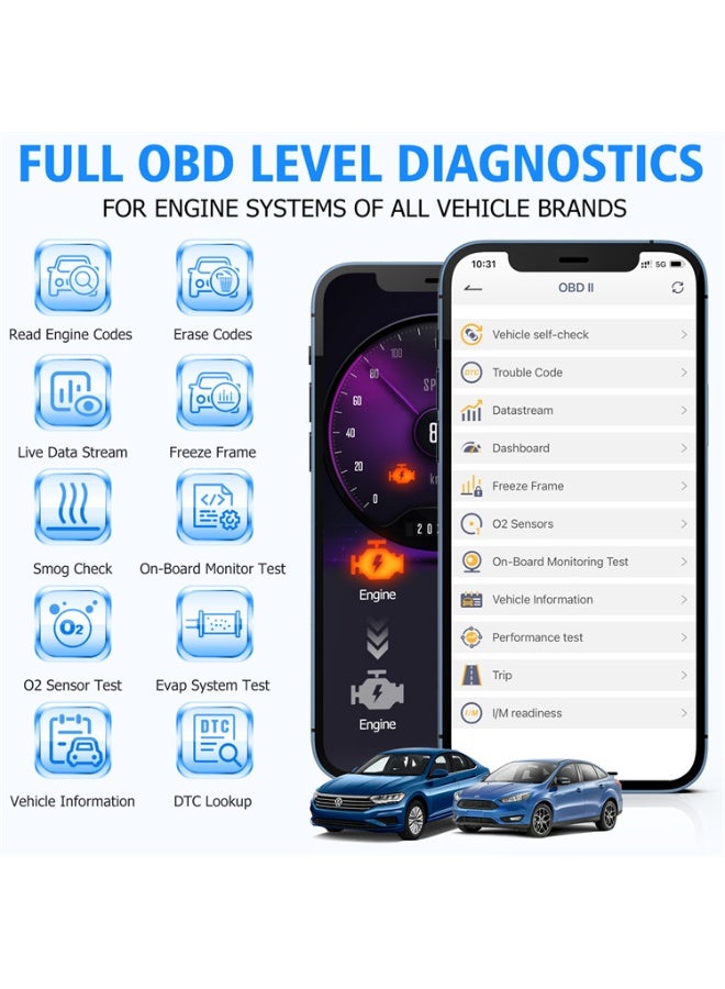 Ancel D300 OBD2 Scanner Bluetooth with Battery Registration Fits for BMW Full System Diagnostic Tool EPB CBS ETC ABS Airbag Reset & Powerful Code Reader for All Cars - Image 5