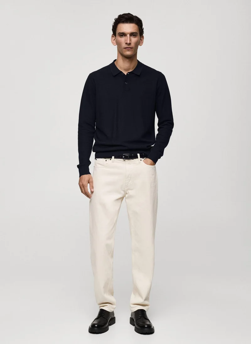 Mango Man Tenp Polo Collar Button Detailed  Sweater
