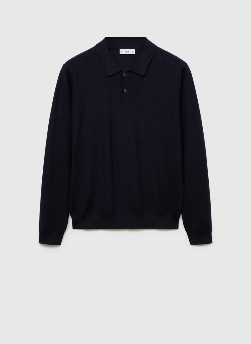 Mango Man Tenp Polo Collar Button Detailed  Sweater