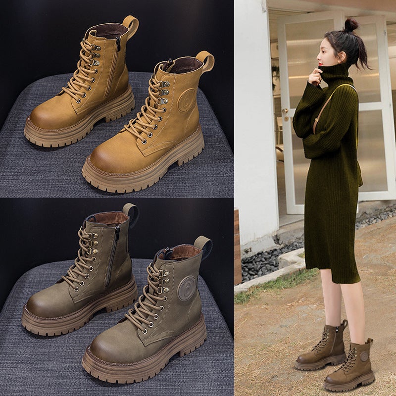 2026 Autumn and Winter New British Style Retro Martin Boots Mid-Calf Side Zipper Thick-Soled Casual Fashion Versatile Women''s Boots - Image 2