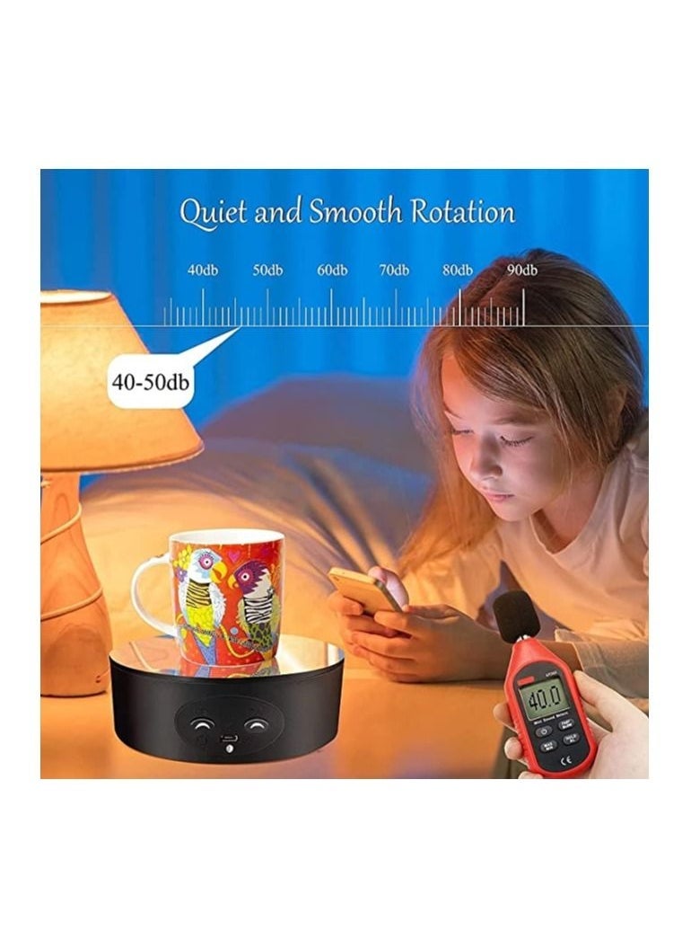 Motorized Rotating Display Stand, 360° Electric Photography Turntable Display Stand Automatic Mute Turntable, 5.1 inch/6.6LB Load, for Display Products Photography Jewelry Watch 3D Models (Black) - Image 4