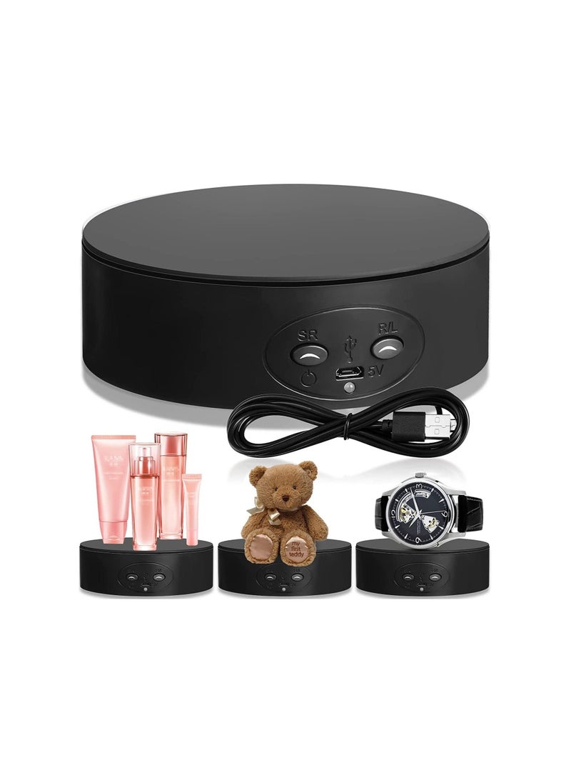 Motorized Rotating Display Stand, 360° Electric Photography Turntable Display Stand Automatic Mute Turntable, 5.1 inch/6.6LB Load, for Display Products Photography Jewelry Watch 3D Models (Black) - Image 1