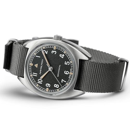 Hamilton Watch Khaki Aviation Pilot Pioneer Mechanical | Swiss Made | 36mm x 33mm Stainless Steel Case | Black Dial Analog Watch | Grey Textile NATO Strap (Model: H76419931) - Image 3