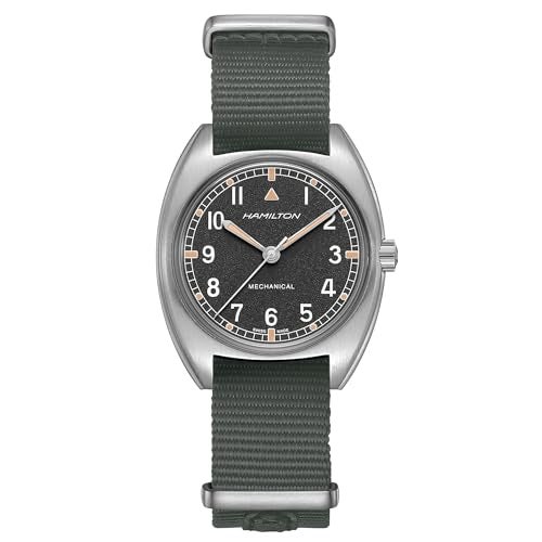 Hamilton Watch Khaki Aviation Pilot Pioneer Mechanical | Swiss Made | 36mm x 33mm Stainless Steel Case | Black Dial Analog Watch | Grey Textile NATO Strap (Model: H76419931) - Image 1