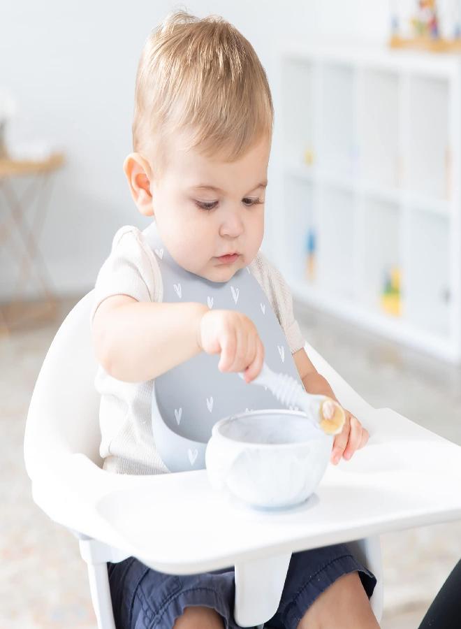 BUMKiNs Bumkins Suction Silicone Baby Feeding Set, Bowl, Lid, Spoon, BPA-Free, First Feeding, Baby Led Weaning - Marbled - Image 2