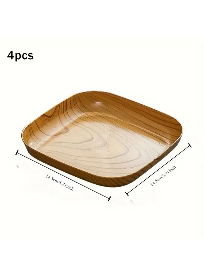 2 Pcs Random Color Creative Imitation Wood Plastic Snack Plates Sushi Vinegar Serving Tray - Image 3