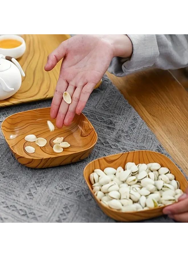 2 Pcs Random Color Creative Imitation Wood Plastic Snack Plates Sushi Vinegar Serving Tray - Image 4