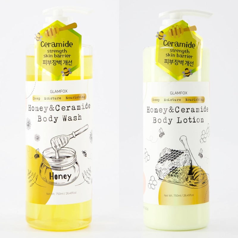 Honey Ceramide Body Wash Lotion Set 750mL each KBeauty