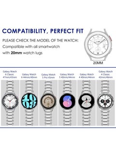 WINGLE for Samsung Galaxy Watch 7 6 5 4 Band Galaxy Watch 6 Classic 47mm Band 5 Pro Galaxy Watch 4 Classic FE 45mm 43mm 44mm 40mm 46mm 42mm Men 20mm Stainless Steel Band Galaxy Watch 3 41mm, Silver  - Image 2