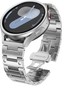 WINGLE for Samsung Galaxy Watch 7 6 5 4 Band Galaxy Watch 6 Classic 47mm Band 5 Pro Galaxy Watch 4 Classic FE 45mm 43mm 44mm 40mm 46mm 42mm Men 20mm Stainless Steel Band Galaxy Watch 3 41mm, Silver  - Image 1