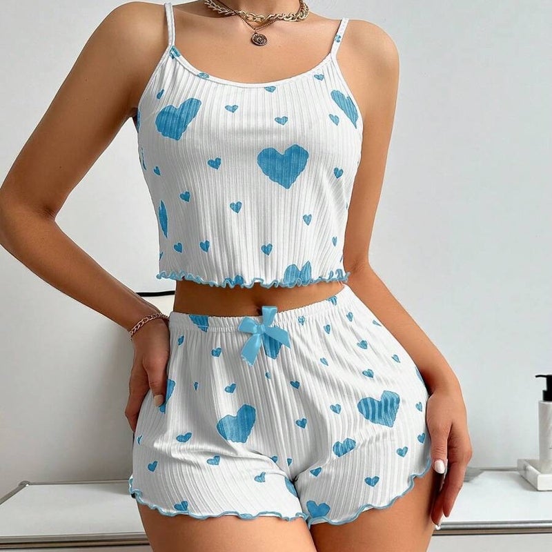 Women's Sleepwear Set with Heart Print - Image 2