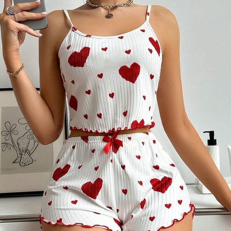Women's Sleepwear Set with Heart Print - Image 1