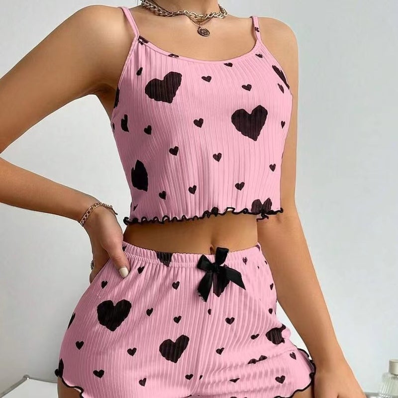 Women's Sleepwear Set with Heart Print - Image 4