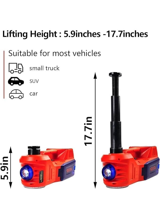 5-in-1 Electric Hydraulic Car Jack Kit with Impact Wrench, Tire Inflator & LED Light - 12V Heavy-Duty Roadside Emergency Solution - 12 Months Warranty (Orange) - Image 3
