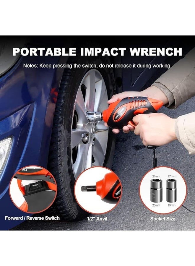 5-in-1 Electric Hydraulic Car Jack Kit with Impact Wrench, Tire Inflator & LED Light - 12V Heavy-Duty Roadside Emergency Solution - 12 Months Warranty (Orange) - Image 4