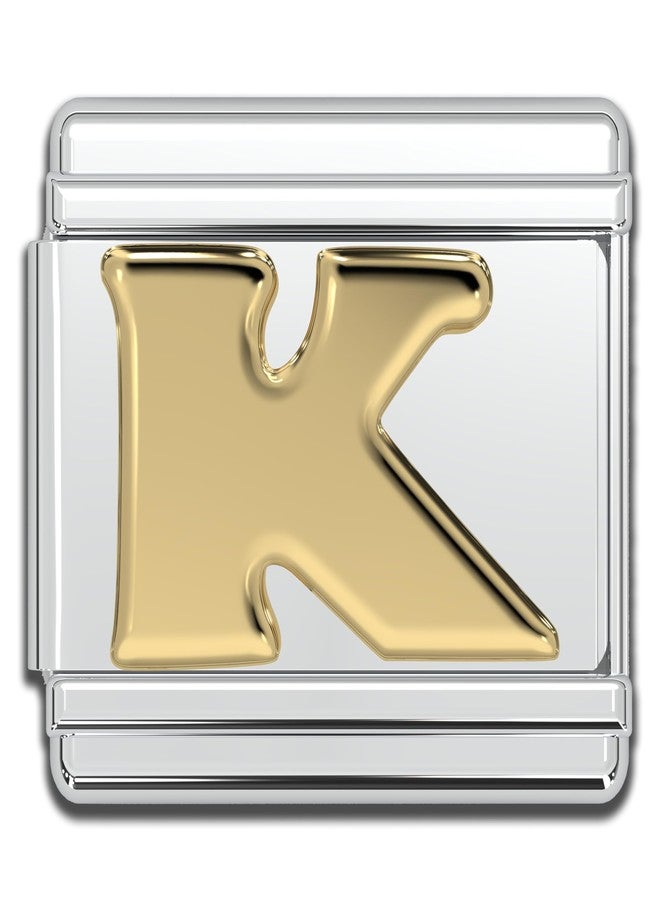 Fablinks Italian Gold Letter Charm, 9mm Stainless Steel Initial K Charms Link Jewelry for Women and Men - Image 1