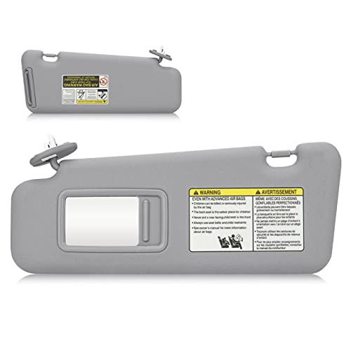 AEagle Sun Visor with Light for 2008-2013 Toyota Highlander, Left Driver Side Gray Sunvisor Replacement 74320-48500-B0 - Image 1