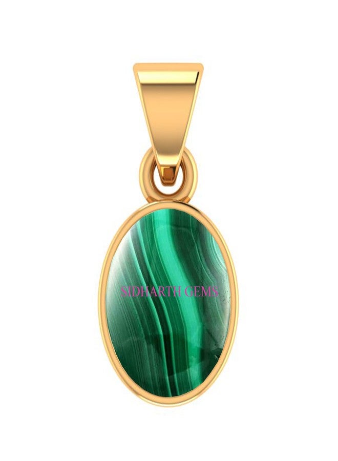 SIDHARTH GEMS 4.25 Ratti 3.00 Carat Malachite Pendant Natural Firangi Stone Gold Plated Locket for Men and Women - Image 1