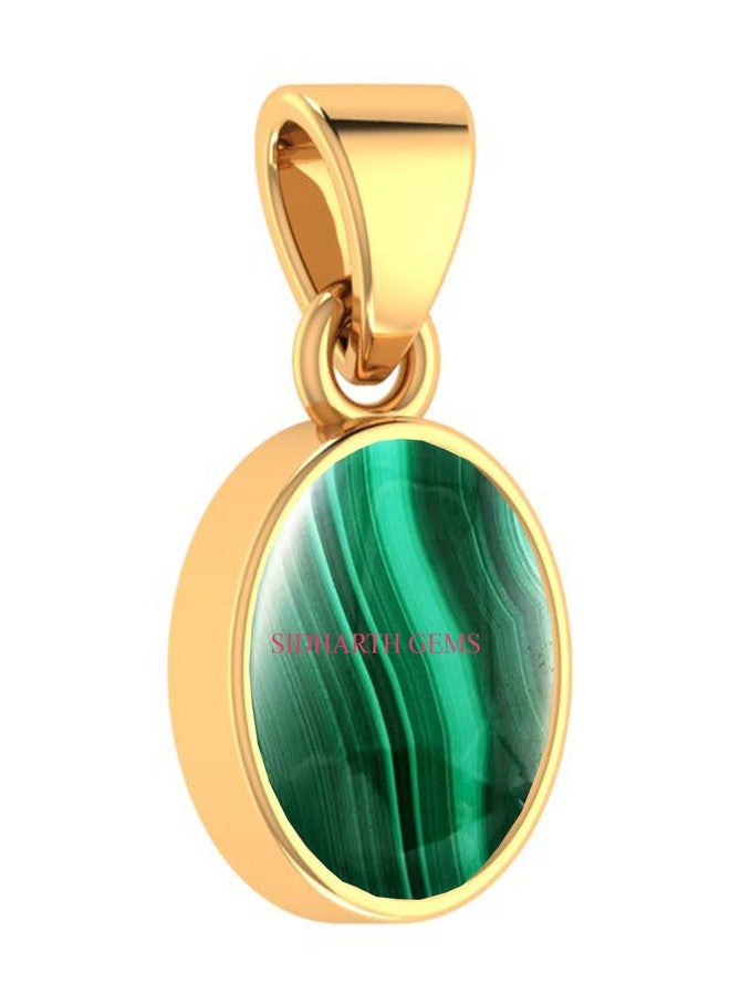 SIDHARTH GEMS 4.25 Ratti 3.00 Carat Malachite Pendant Natural Firangi Stone Gold Plated Locket for Men and Women - Image 2